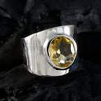 Citrine Solitaire German Silver Yellow Gems Versatile Armor Ring Jewelry