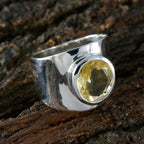Citrine Solitaire German Silver Yellow Gems Versatile Armor Ring Jewelry