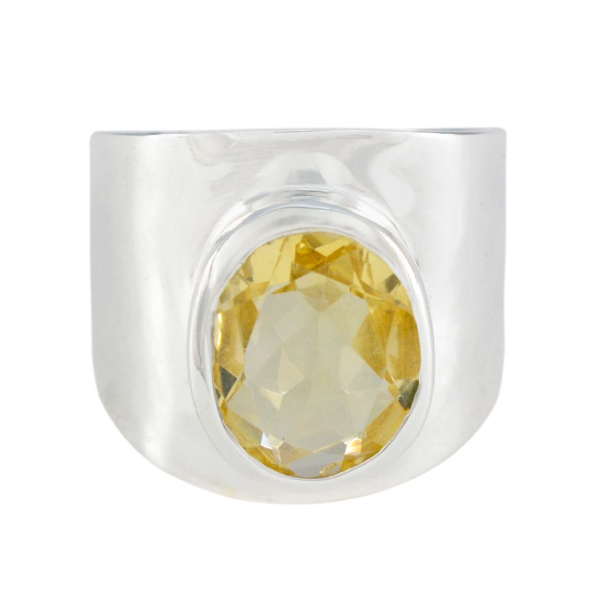 Citrine Solitaire German Silver Yellow Gems Versatile Armor Ring Jewelry