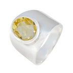 Citrine Solitaire German Silver Yellow Gems Versatile Armor Ring Jewelry