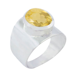 Citrine Solitaire German Silver Yellow Gems Versatile Armor Ring Jewelry