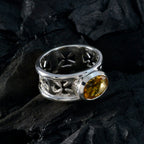 Citrine Solitaire Russian Sterling Silver Yellow Gems Classic Irish Ring Jewellery