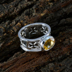 Citrine Solitaire Russian Sterling Silver Yellow Gems Classic Irish Ring Jewellery
