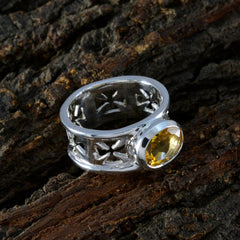 Citrine Solitaire Russian Sterling Silver Yellow Gems Classic Irish Ring Jewellery