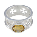 Citrine Solitaire Russian Sterling Silver Yellow Gems Classic Irish Ring Jewellery