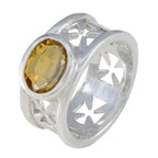 Citrine Solitaire Russian Sterling Silver Yellow Gems Classic Irish Ring Jewellery