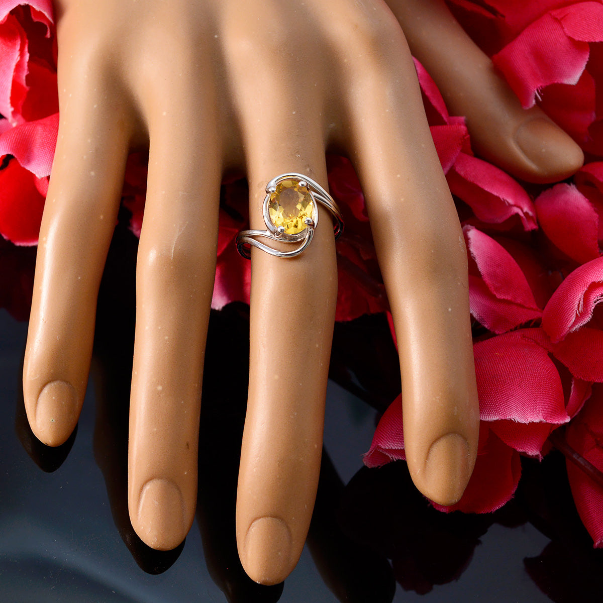 Citrine Solitaire Turkish 925 Silver Yellow Gemstone Delicate Fairytale Ring Jewellery
