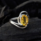 Citrine Solitaire Turkish 925 Silver Yellow Gemstone Delicate Fairytale Ring Jewellery