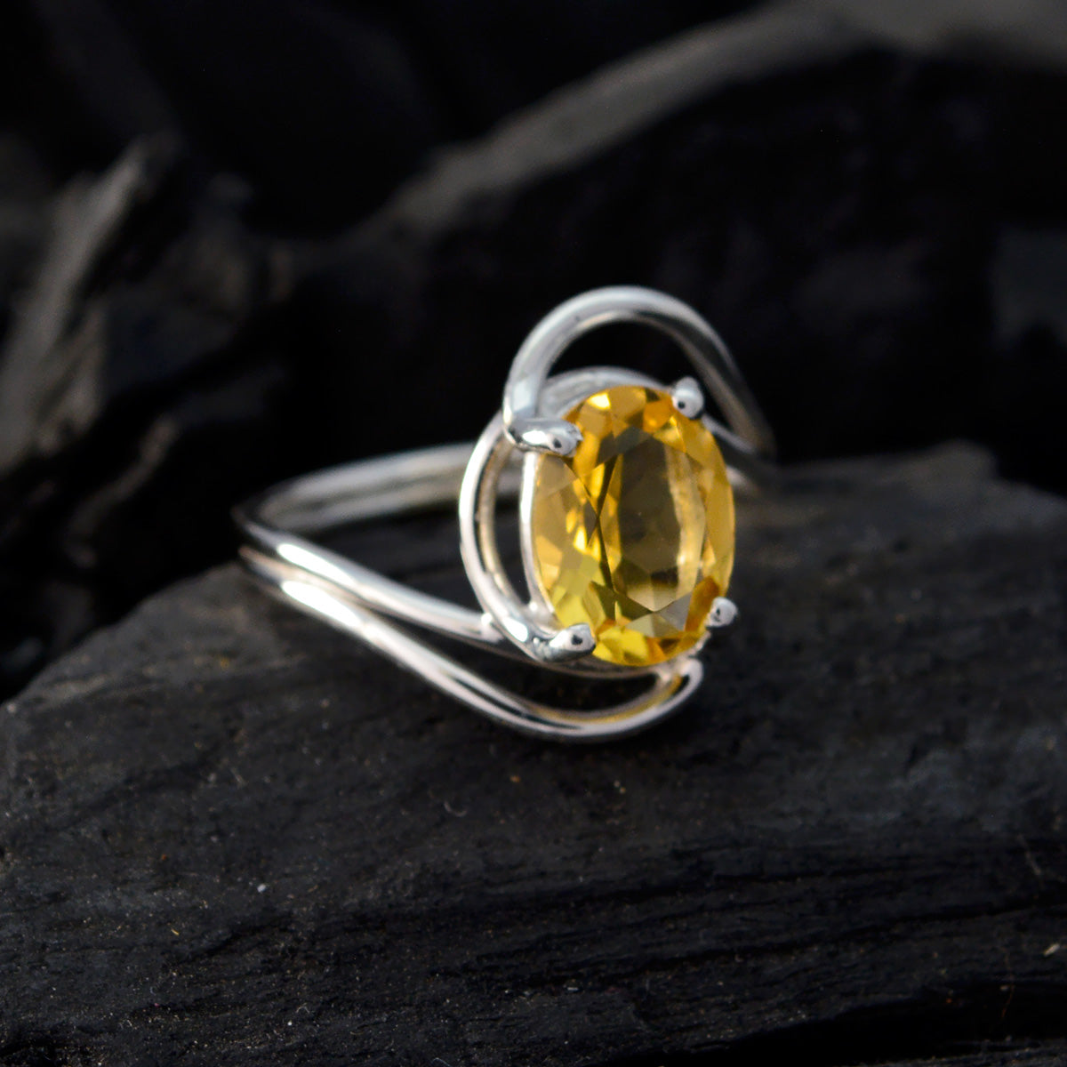 Citrine Solitaire Turkish 925 Silver Yellow Gemstone Delicate Fairytale Ring Jewellery