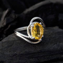 Citrine Solitaire Turkish 925 Silver Yellow Gemstone Delicate Fairytale Ring Jewellery