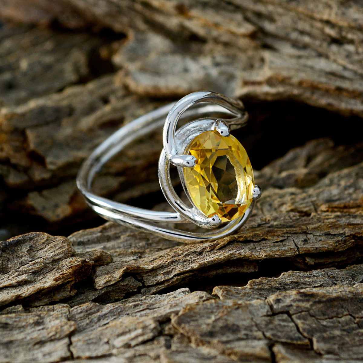 Citrine Solitaire Turkish 925 Silver Yellow Gemstone Delicate Fairytale Ring Jewellery