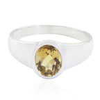Citrine Solitaire Indian 92.5 Silver Yellow Gemstones Slim Artisan Ring Jewelry