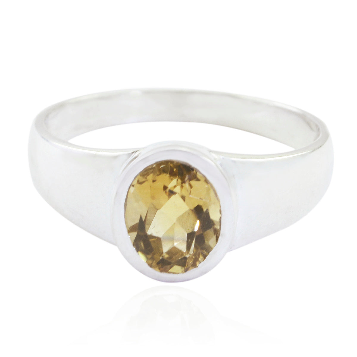 Citrine Solitaire Indian 92.5 Silver Yellow Gemstones Slim Artisan Ring Jewelry