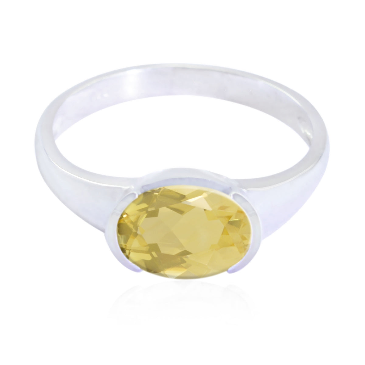 Citrine Solitaire Korean Sterling Silver Yellow Gemstone Dainty Abstract Ring Jewelry Immagine principale del prodotto