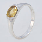Citrine Solitaire Korean Sterling Silver Yellow Gemstone Dainty Abstract Ring Jewelry