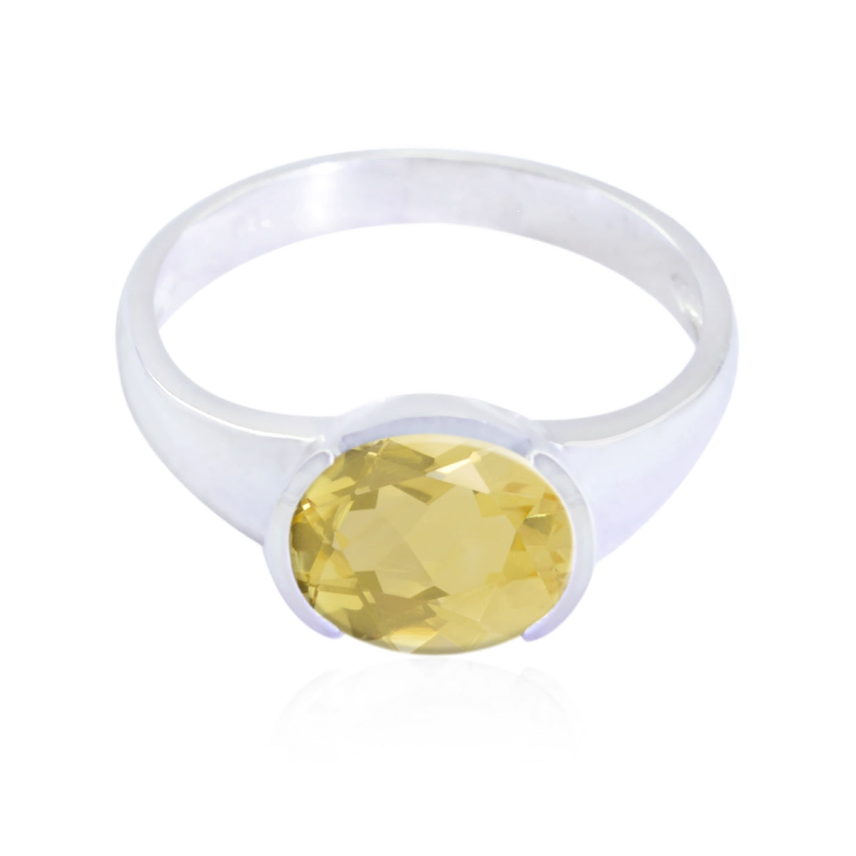 Citrine Solitaire Korean Sterling Silver Yellow Gems Dainty Abstract Ring Jewelry メイン画像