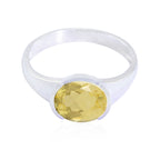 Citrine Solitaire Korean Sterling Silver Yellow Gems Dainty Abstract Ring Jewelry