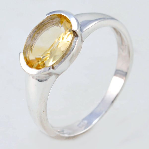 Citrine Solitaire Korean Sterling Silver Yellow Gems Dainty Abstract Ring Jewelry