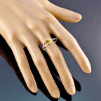 Citrine Solitaire Korean 925 Silver Yellow Gemstones Delicate Luxurious Ring Jewelry