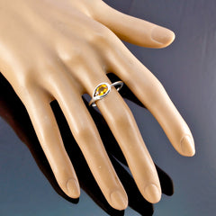 Citrine Solitaire Korean 925 Silver Yellow Gemstones Delicate Luxurious Ring Jewelry