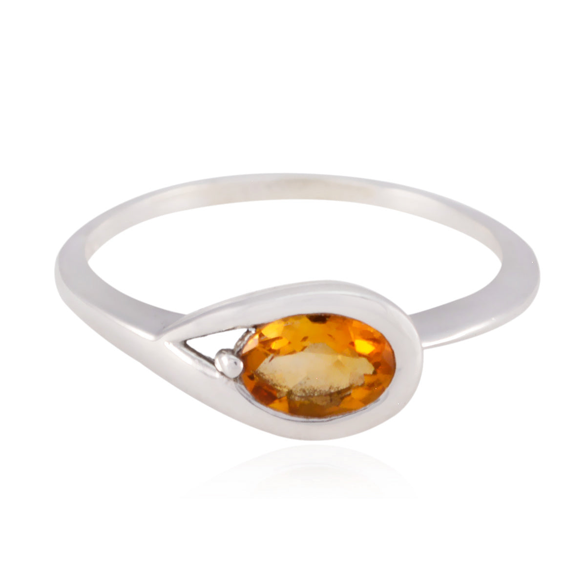 Citrine Solitaire Korean 925 Silver Yellow Gemstones Delicate Luxurious Ring Jewelry Main image