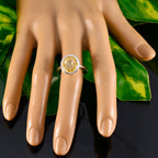 Citrine Solitaire Russian 925 Silver Yellow Gemstone Minimal Contemporary Ring Jewellery