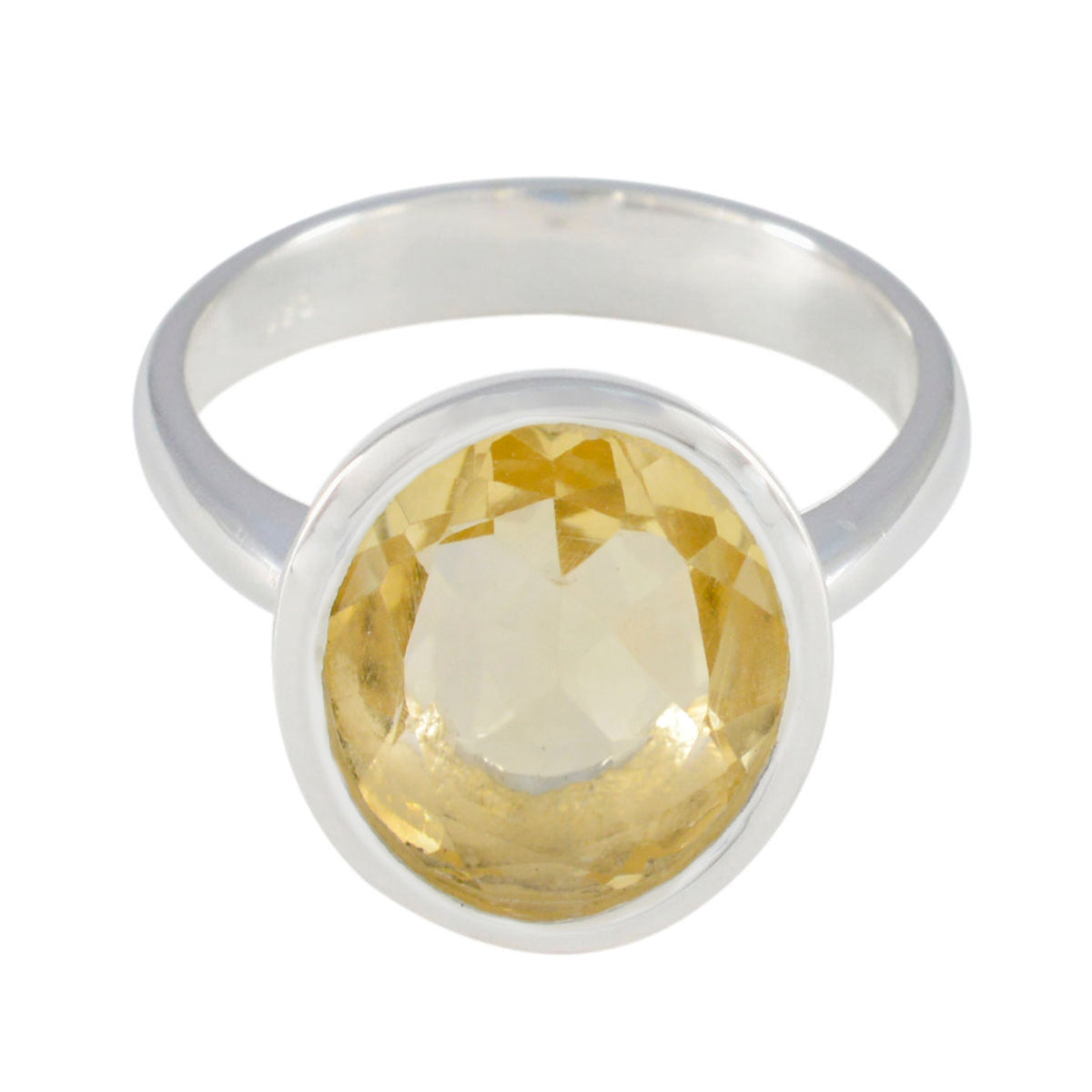 Citrine Solitaire Russian 925 Silver Yellow Gemstone Minimal Contemporary Ring Jewellery
