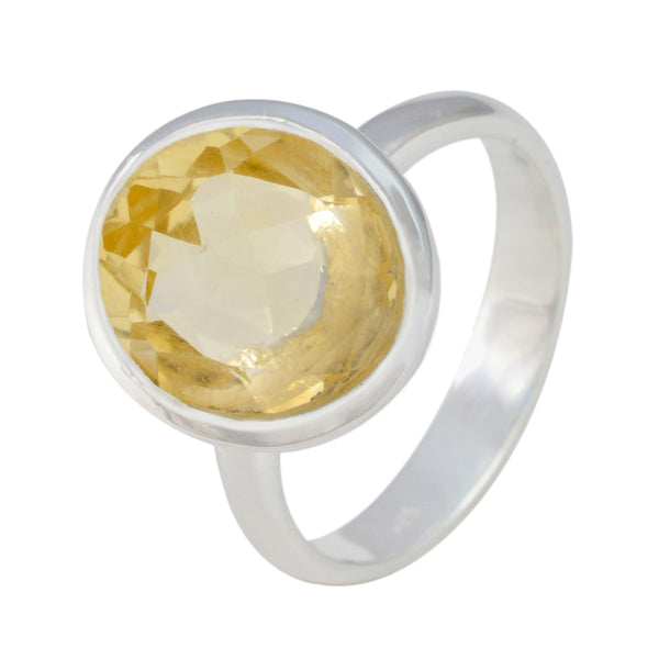 Citrine Solitaire Russian 925 Silver Yellow Gemstone Minimal Contemporary Ring Jewellery