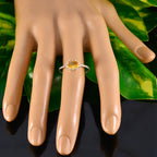 Citrine Solitaire Korean 925 Silver Yellow Gems Minimalist Twist Ring Jewelry