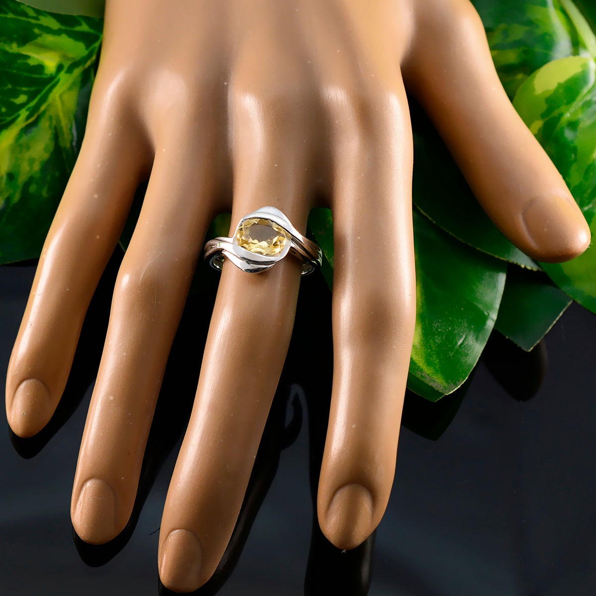 Citrine Solitaire Moroccan Sterling Silver Yellow Gemstone Slim Heritage Ring Jewellery