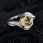 Citrine Solitaire Moroccan Sterling Silver Yellow Gemstone Slim Heritage Ring Jewellery