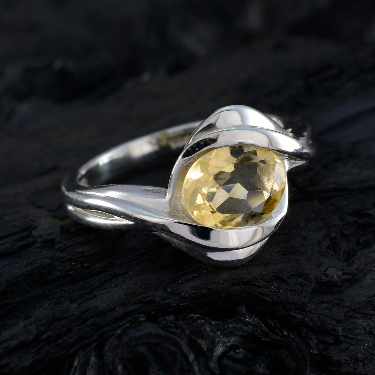 Citrine Solitaire Moroccan Sterling Silver Yellow Gemstone Slim Heritage Ring Jewellery