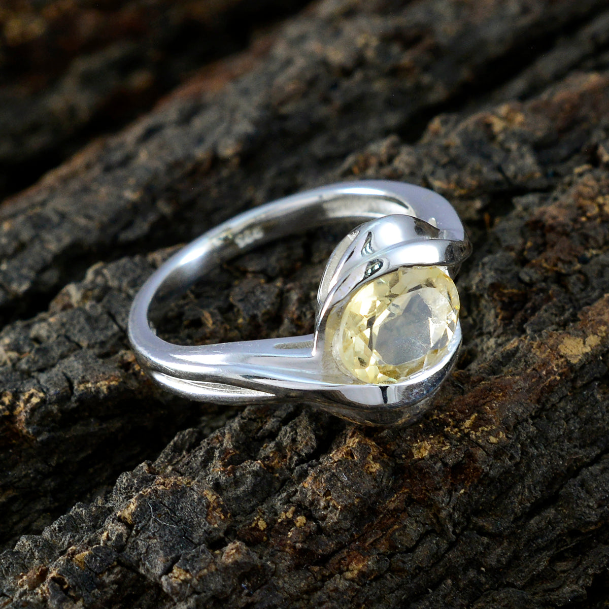 Citrine Solitaire Moroccan Sterling Silver Yellow Gemstone Slim Heritage Ring Jewellery