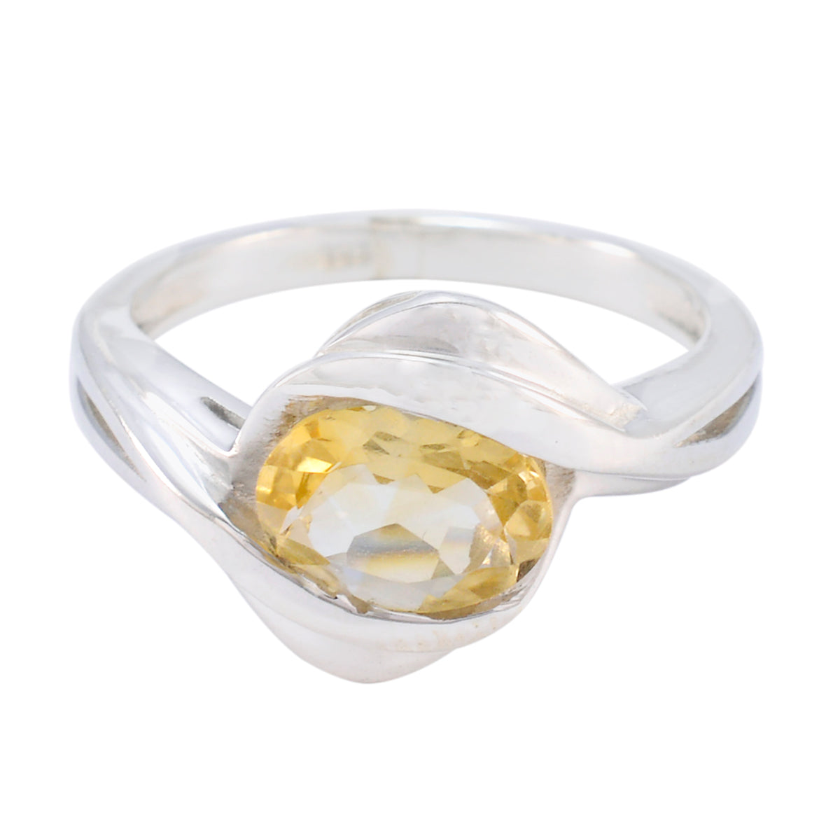 Citrine Solitaire Moroccan Sterling Silver Yellow Gemstone Slim Heritage Ring Jewellery メイン画像