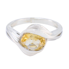 Citrine Solitaire Moroccan Sterling Silver Yellow Gemstone Slim Heritage Ring Jewellery