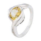 Citrine Solitaire Moroccan Sterling Silver Yellow Gemstone Slim Heritage Ring Jewellery