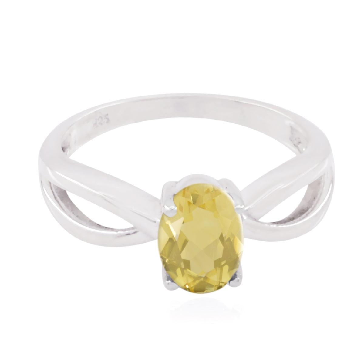 Citrine Solitaire American 925 Sterling Silver Yellow Gemstones Delicate Glamorous Ring Jewelry メイン画像