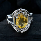 Citrine Solitaire African 92.5 Silver Yellow Gems Tiny Ethnic Ring Jewellery