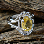 Citrine Solitaire African 92.5 Silver Yellow Gems Tiny Ethnic Ring Jewellery