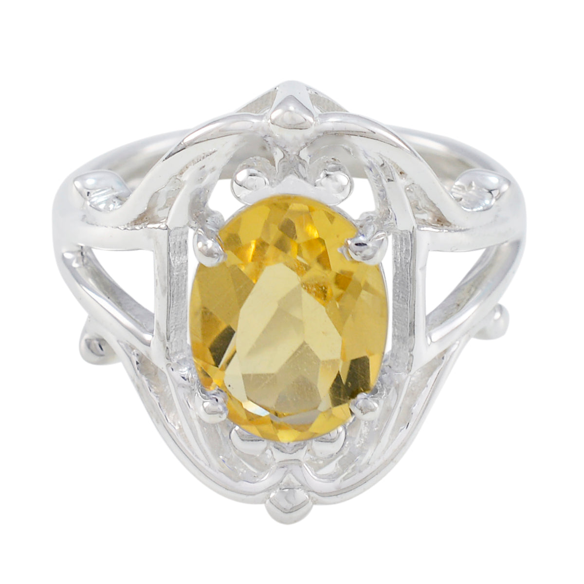 Citrine Solitaire African 92.5 Silver Yellow Gems Tiny Ethnic Ring Jewellery Main image