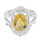 Citrine Solitaire African 92.5 Silver Yellow Gems Tiny Ethnic Ring Jewellery