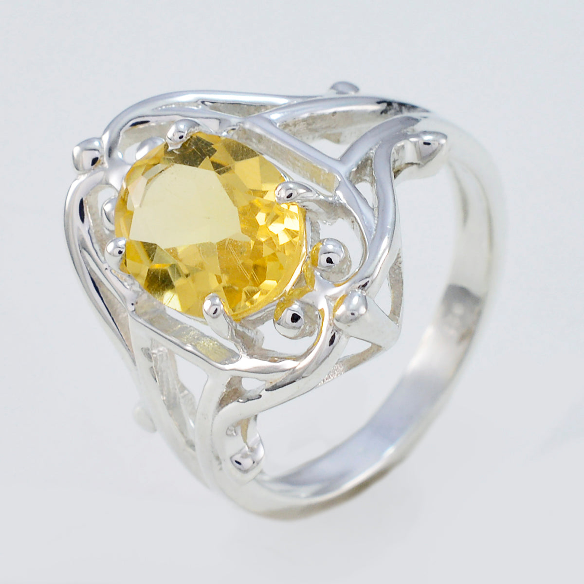Citrine Solitaire African 92.5 Silver Yellow Gems Tiny Ethnic Ring Jewellery