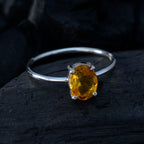 Citrine Solitaire American Sterling Silver Yellow Gemstones Elegant  Luxurious Ring Jewellery