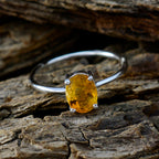 Citrine Solitaire American Sterling Silver Yellow Gemstones Elegant  Luxurious Ring Jewellery
