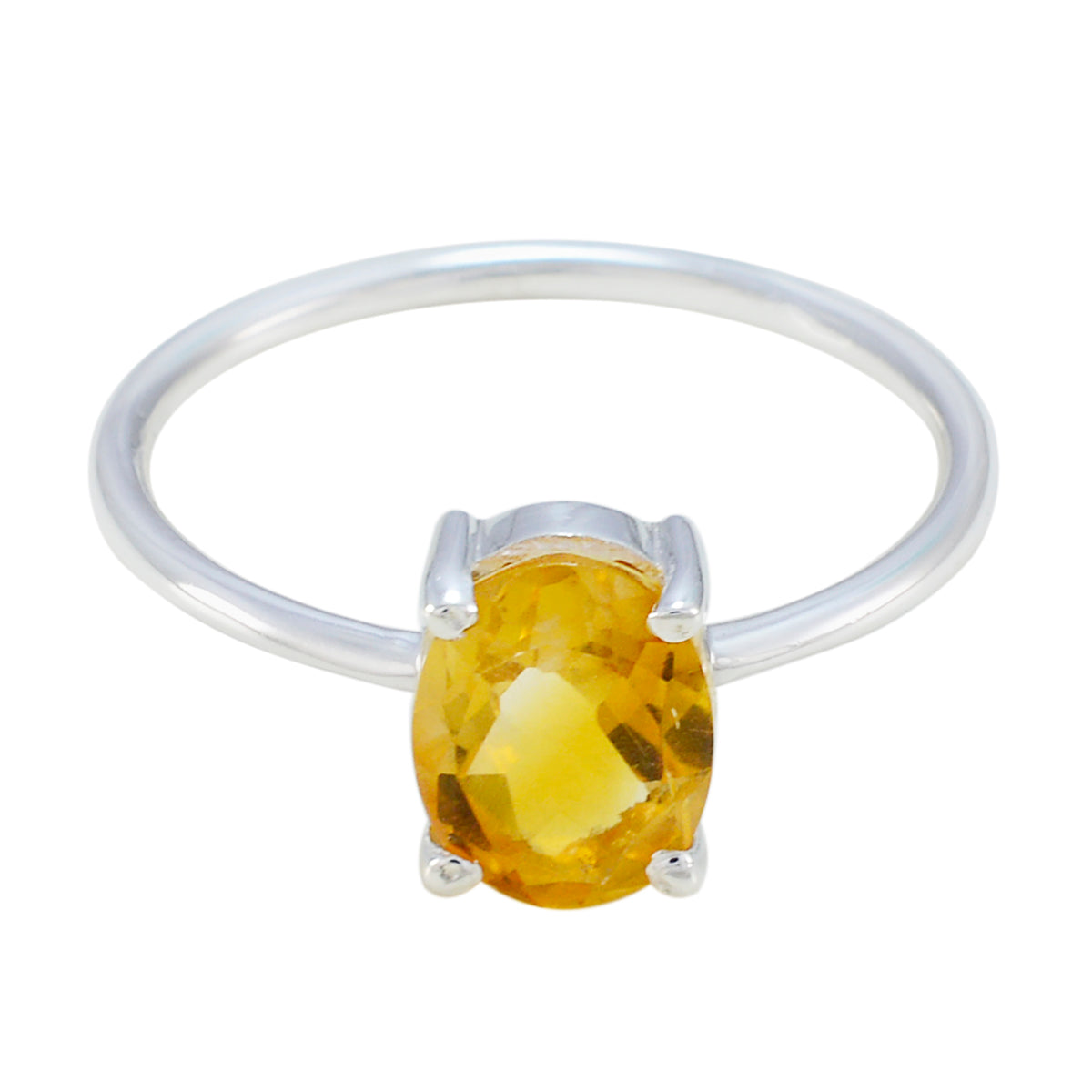 Citrine Solitaire American Sterling Silver Yellow Gemstones Elegant  Luxurious Ring Jewellery メイン画像