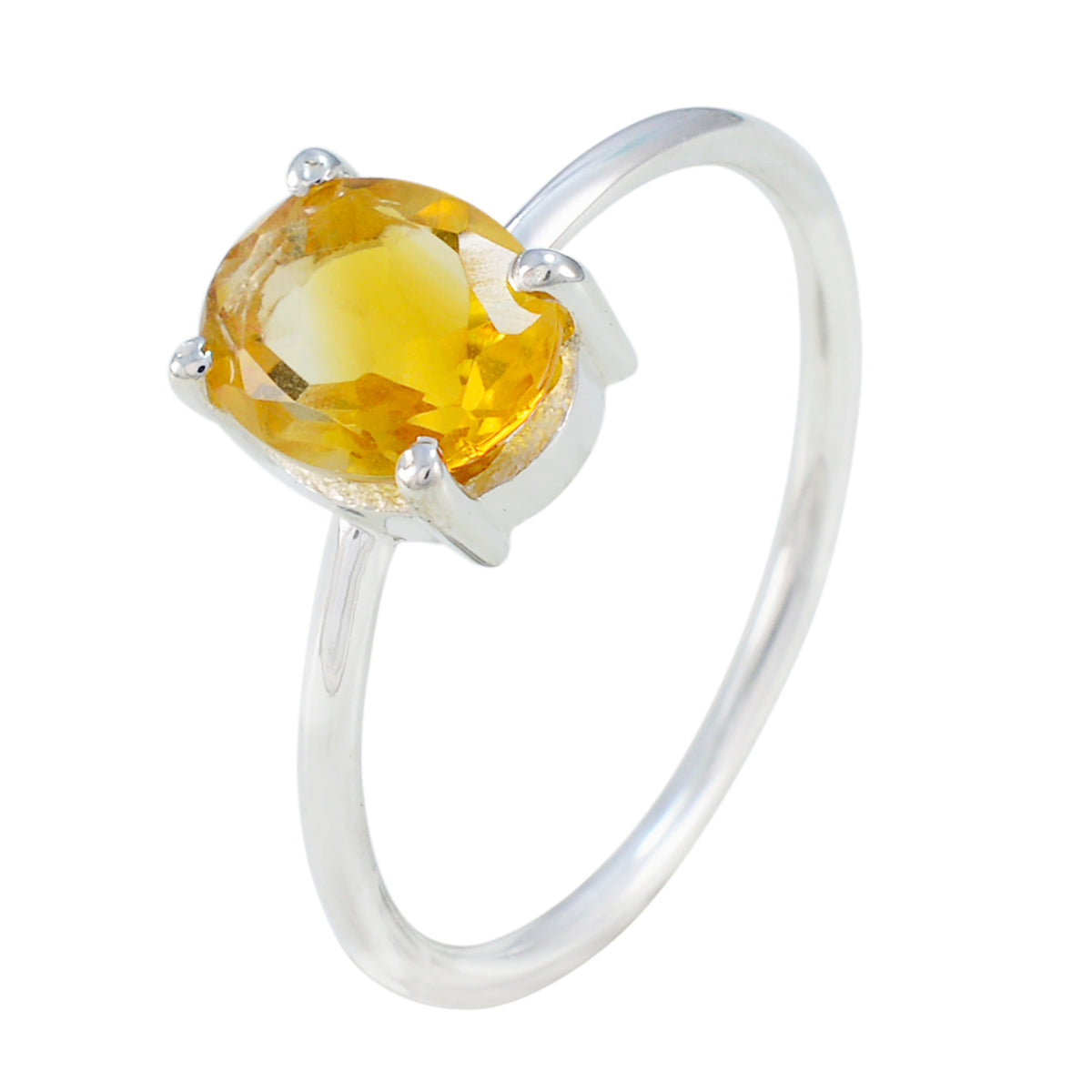 Citrine Solitaire American Sterling Silver Yellow Gemstones Elegant  Luxurious Ring Jewellery