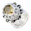 Citrine Solitaire Italian 925 Silver Yellow Gemstone Chunky Signet Ring Jewelry