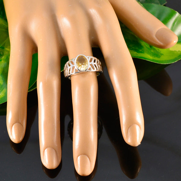 Citrine Solitaire Moroccan 925 Sterling Silver Yellow Gemstones Minimal Art Deco Ring Jewellery