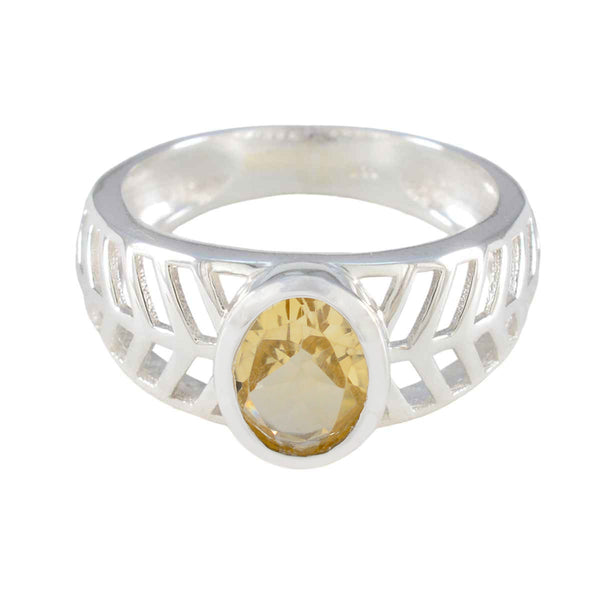 Citrine Solitaire Moroccan 925 Sterling Silver Yellow Gemstones Minimal Art Deco Ring Jewellery