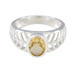Citrine Solitaire Moroccan 925 Sterling Silver Yellow Gemstones Minimal Art Deco Ring Jewellery